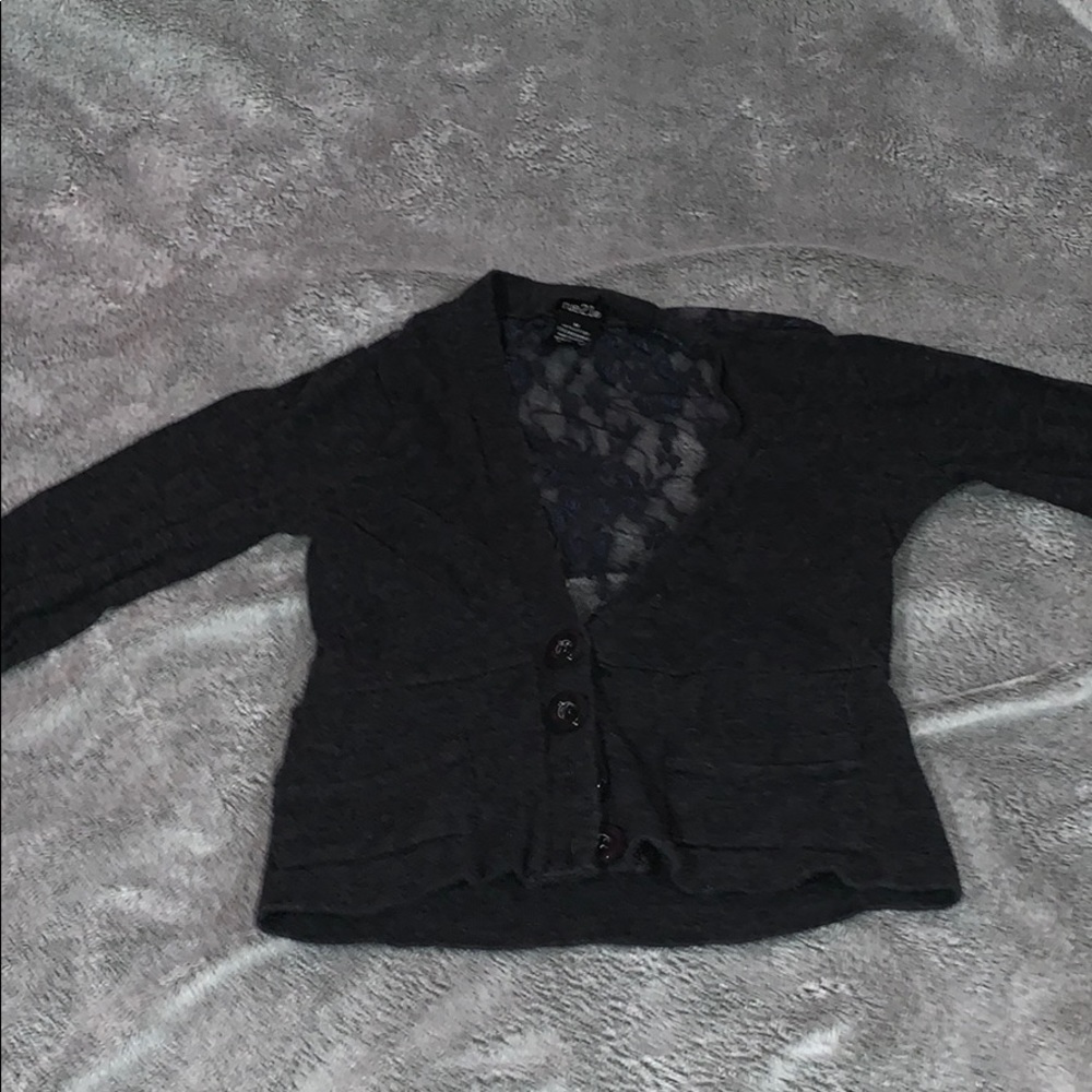 Grey cardigan with lace back